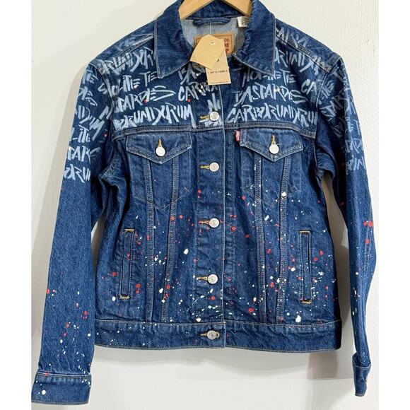 NEW Levis Limited Ed Handmaids Tale Ex-Boyfriend Denim Trucker Jean Jacket XS - Picture 1 of 7